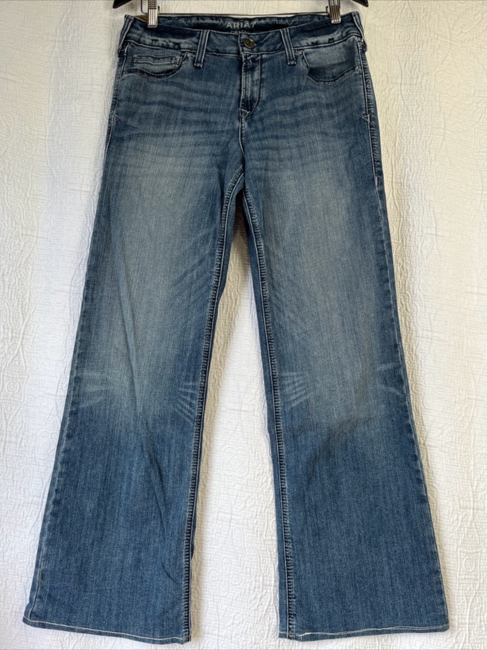 Ariat Denim Trouser Jeans Womens 31L Blue Mid Rise Wide Leg Western Cowgirl Pant